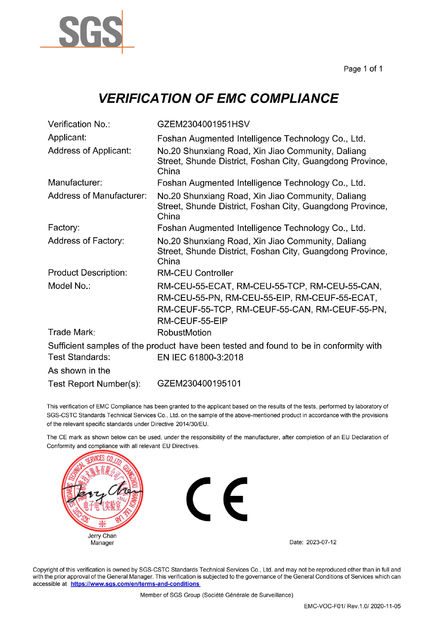 China Foshan Augmented Intelligence Technology Co., Ltd zertifizierungen